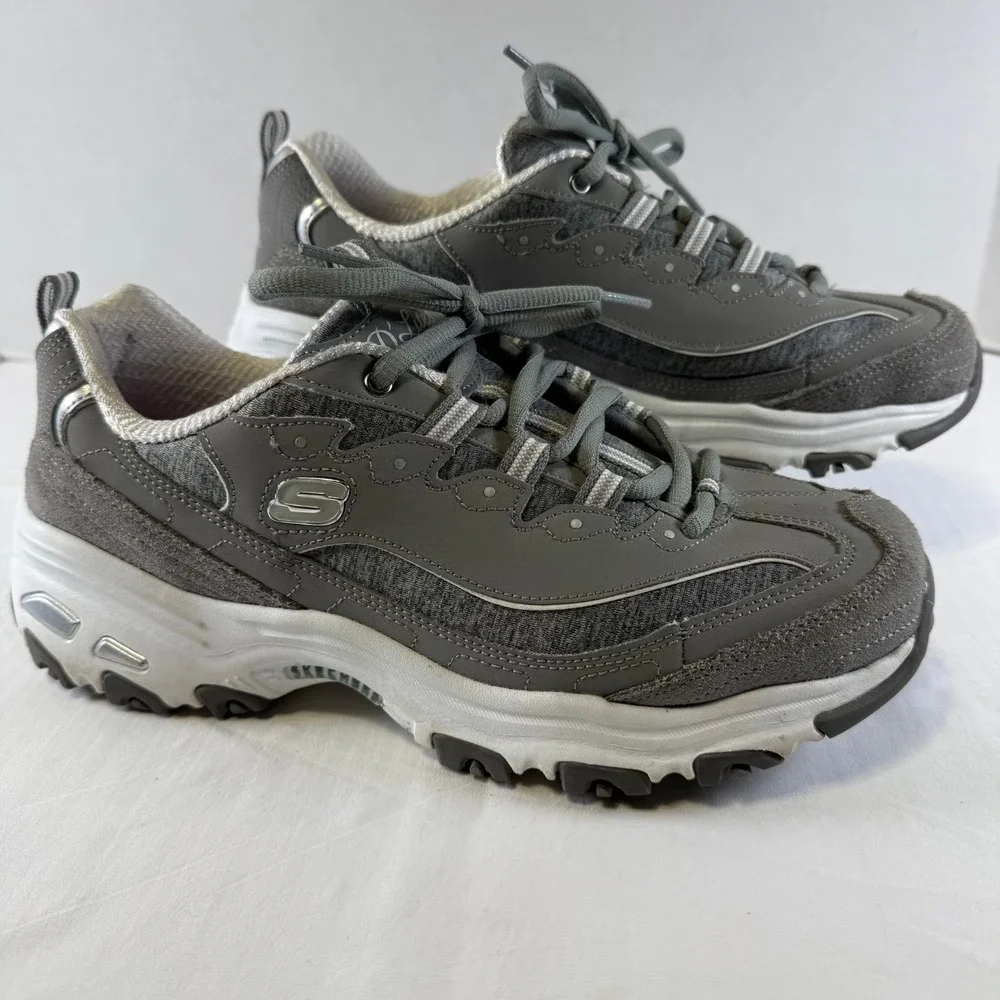 Skechers D' Lites 11936W Gray Casual Cushioned Shoes Sneakers Women's Size 9.5